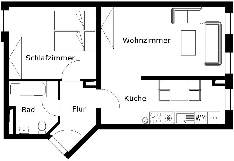 Wohnung zur Miete 269 € 2 Zimmer 56,2 m²<br/>Wohnfläche 2.<br/>Geschoss Lange Straße 30 Haselbrunn Plauen 08525