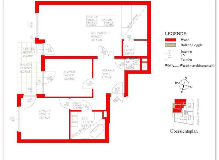 Wohnung zur Miete 1.322 € 3 Zimmer 82 m² 3. Geschoss wien 1190