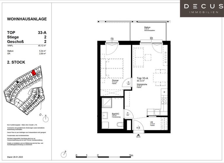 Wohnung zur Miete 746 € 2 Zimmer 45,1 m² 2. Geschoss Wien 1220