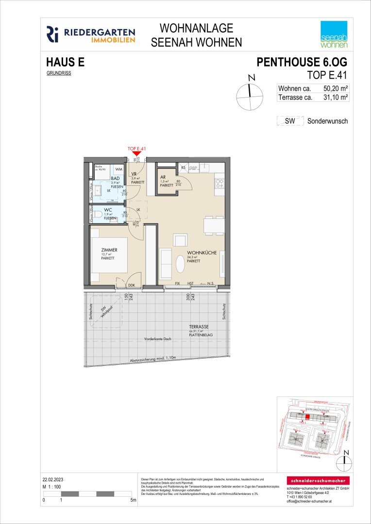 Penthouse zum Kauf 359.000 € 2 Zimmer 50,2 m²<br/>Wohnfläche 6.<br/>Geschoss Kohldorfer Straße 96 St. Martin Klagenfurt am Wörthersee 9020