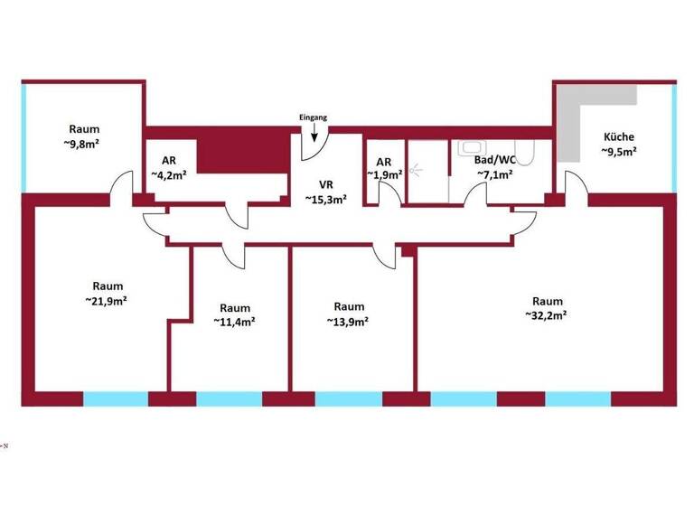 Büro zur Miete 1.190 € 5 Zimmer Stockerau 2000