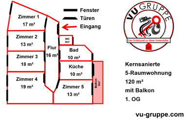 Wohnung zur Miete 990 € 5 Zimmer 120 m² 1. Geschoss frei ab sofort Aue 08280