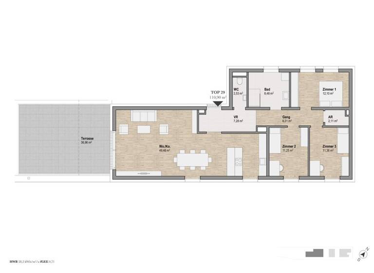 Penthouse zum Kauf - Erstbezug 967.159 € 4 Zimmer 110,9 m² 4. Geschoss Lindweg 13 Geidorf Graz 8010