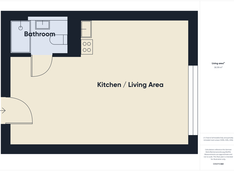 Studio zur Miete 811 € 1 Zimmer 31 m² 3. Geschoss frei ab 01.04.2026 Altenhöferallee 30 Kalbach-Riedberg Frankfurt am Main 60438