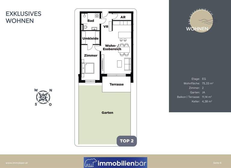 Wohnung zur Miete - Erstbezug 860 € 2 Zimmer 75,3 m² EG frei ab 01.06.2026 Binderweg 9 Steegen 4722