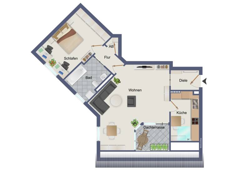 Wohnung zum Kauf 125.000 € 2 Zimmer 50,4 m²<br/>Wohnfläche Dachgeschoss, 5.<br/>Geschoss Heiterblick Leipzig 04329