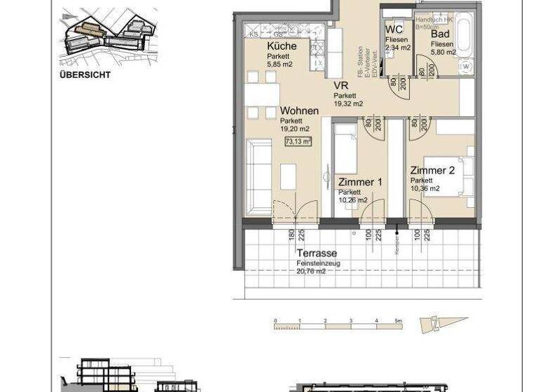 Wohnung zur Miete - Erstbezug 907 € 3 Zimmer 73,1 m² EG Bründlgraben 45A Krems an der Donau 3500