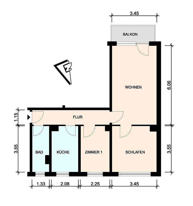 Wohnung zur Miete 328 € 2,5 Zimmer 60,7 m²<br/>Wohnfläche 1.<br/>Geschoss ab sofort<br/>Verfügbarkeit Fritz-Reuter-Platz 23 Warin Warin 19417