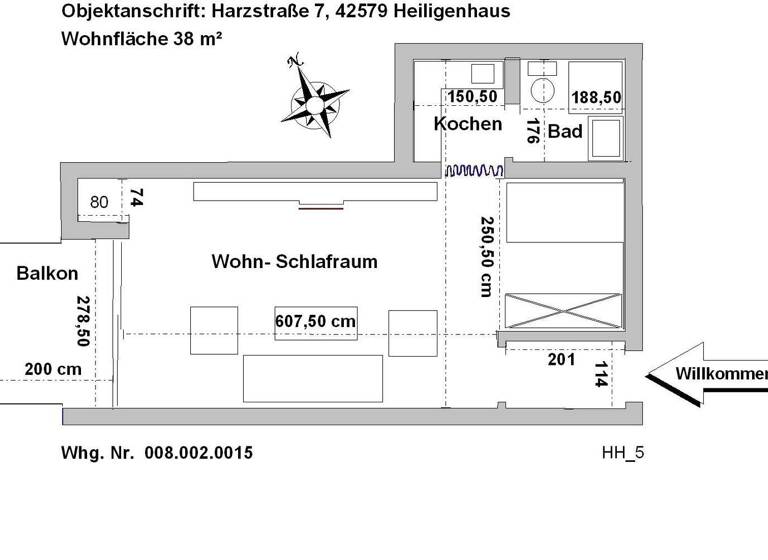 Studio zur Miete 450 € 1 Zimmer 38 m² 1. Geschoss Harzstrasse 7 Mitte Heiligenhaus 42579