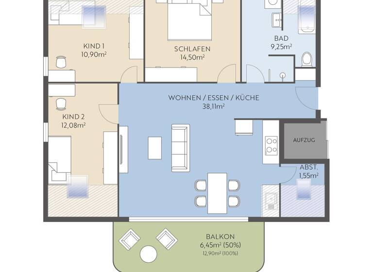 Wohnung zum Kauf provisionsfrei 555.000 € 4 Zimmer 112 m² 3. Geschoss Erbach 89155