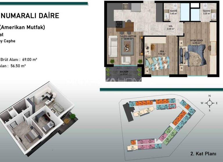 Studio zum Kauf 142.000 € 2 Zimmer 46 m² EG Antalya 07112