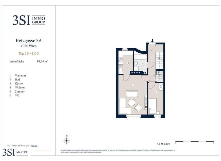 Wohnung zum Kauf 699.000 € 3 Zimmer 81,6 m² 4. Geschoss Hetzgasse 3A Wien 1030