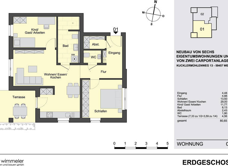 Wohnung zum Kauf provisionsfrei 322.400 € 3 Zimmer 80,7 m² Kucklermühlenweg 13 Werl 59457