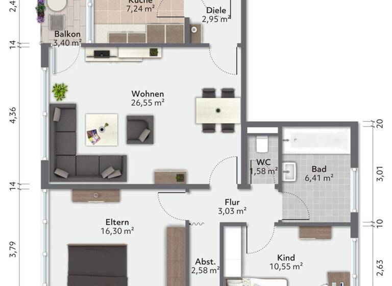 Wohnung zum Kauf 199.000 € 3 Zimmer 79 m² 1. Geschoss Stadtmitte Neu-Ulm 89231