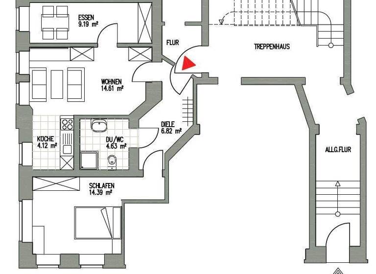 Wohnung zur Miete 540 € 3 Zimmer 53,8 m² 1. Geschoss Nernststraße 14 Möckern Leipzig 04159