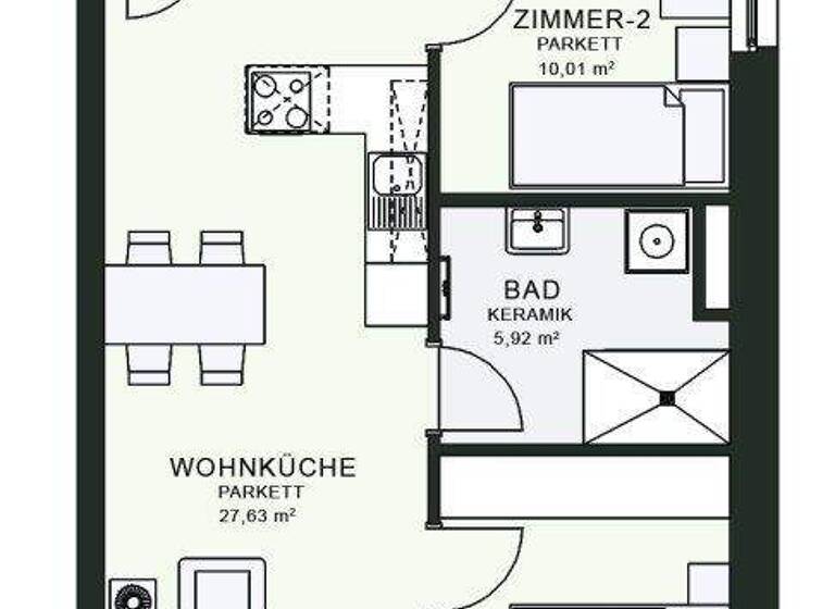 Wohnung zur Miete - Erstbezug 719 € 3 Zimmer 64 m² 4. Geschoss frei ab 01.06.2026 Fröhlichgasse 23-35 Jakomini Graz 8010