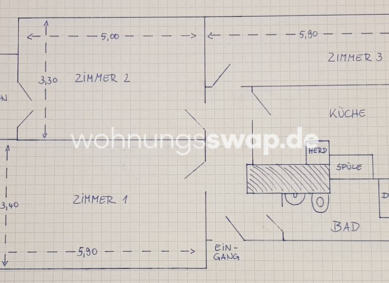 Studio zur Miete Tauschwohnung 500 € 3 Zimmer 68 m² 3. Geschoss Weißensee Berlin 13088