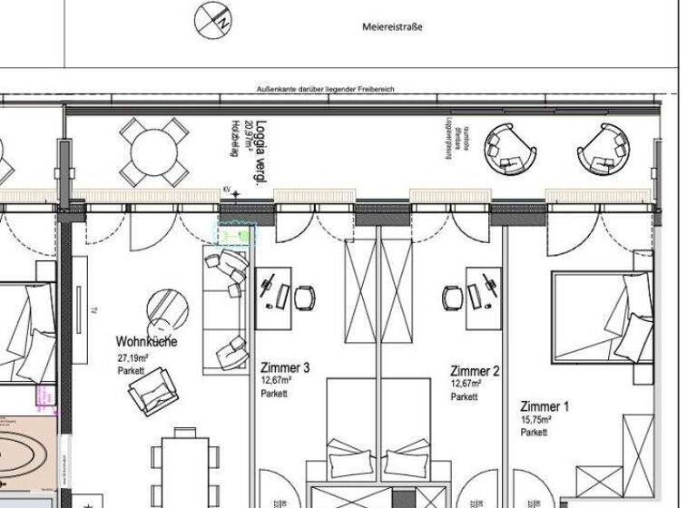 Wohnung zur Miete - Erstbezug 2.861 € 4 Zimmer 95,4 m² 13. Geschoss frei ab sofort Meiereistraße Wien 1020