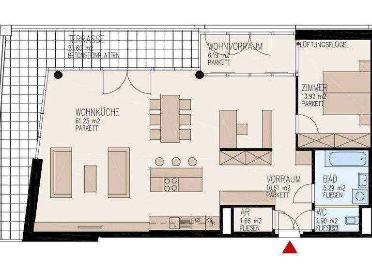 Wohnung zur Miete 1.153 € 2 Zimmer 100,8 m² Waldegg Linz 4020