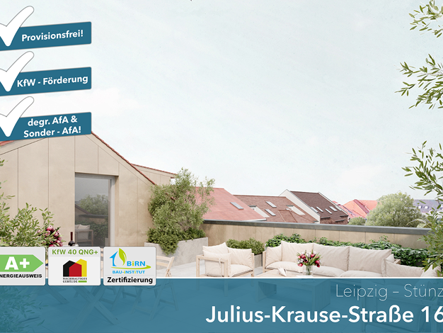 Wohnung zum Kauf - Neubau provisionsfrei als Kapitalanlage geeignet 280.532 € 3 Zimmer 60,2 m² Julius-Krause-Straße 16 Sellerhausen-Stünz Leipzig 04318