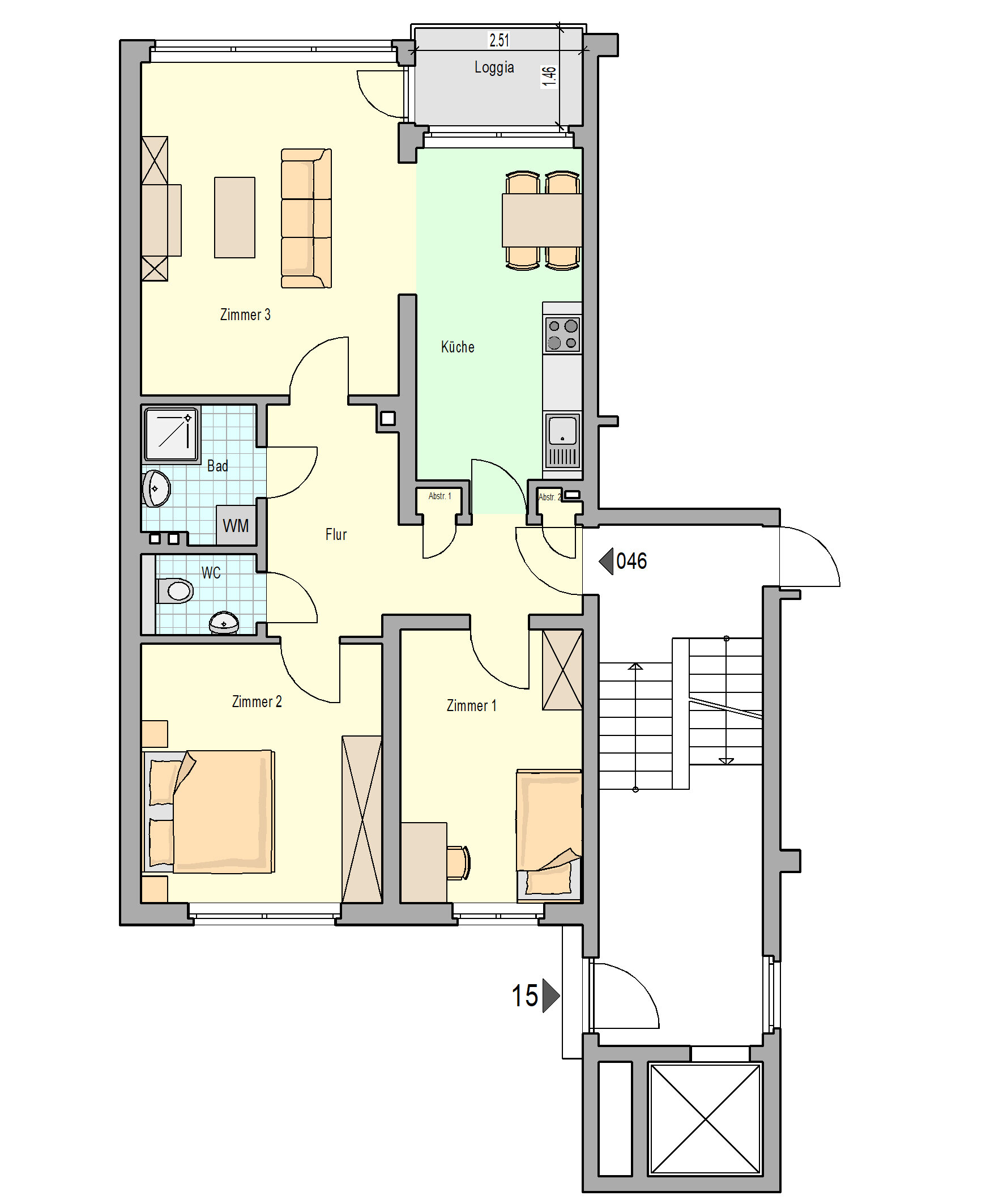 Wohnung zur Miete 695 € 3 Zimmer 74,4 m²<br/>Wohnfläche 16.12.2024<br/>Verfügbarkeit Alt-Kürenz 3 Kürenz 54294