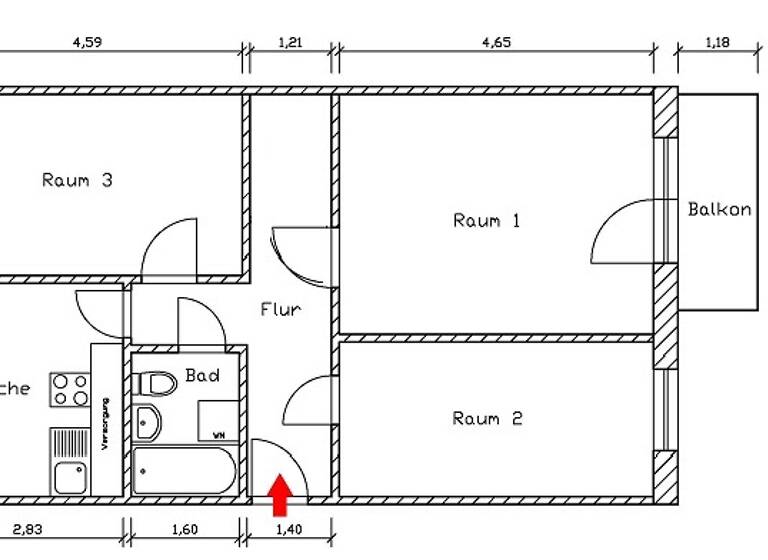 Wohnung zur Miete 433 € 3 Zimmer 61,3 m² EG frei ab 01.07.2026 Friedrichshafner Str. 163 Mockau-Nord Leipzig 04357