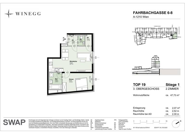Wohnung zum Kauf - Erstbezug 291.100 € 2 Zimmer 7,4 m² 3. Geschoss Fahrbachgasse 6-8 Wien 1210