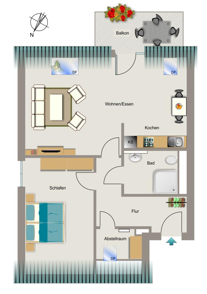 Wohnung zur Miete 795 € 2 Zimmer 69,1 m²<br/>Wohnfläche 2.<br/>Geschoss 01.06.2025<br/>Verfügbarkeit In der Esche 23 Brechten - Süd Dortmund 44339