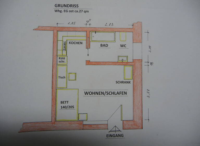 Studio zur Miete 365 € 1 Zimmer 27 m² EG frei ab 01.06.2026 Rudolf-Diesel-Strasse 12 Hösbach 63768