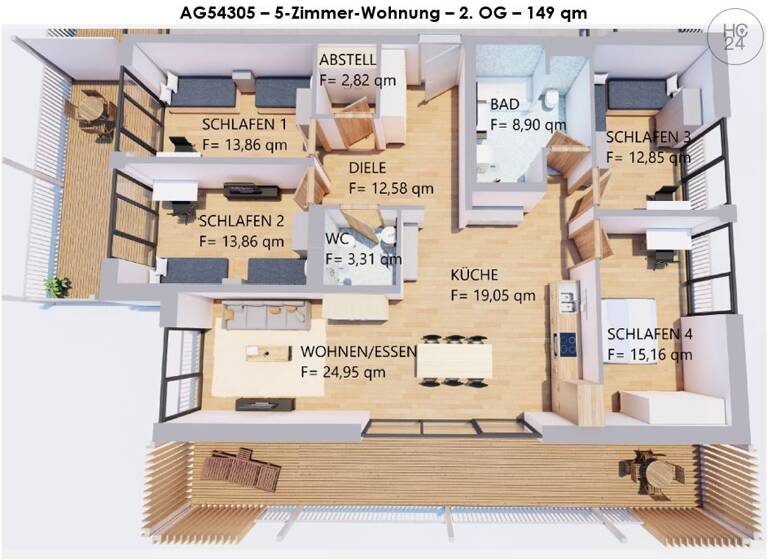 Wohnung zur Miete Wohnen auf Zeit 2.980 € 5 Zimmer 149 m² frei ab sofort Kaufbeuren 87600