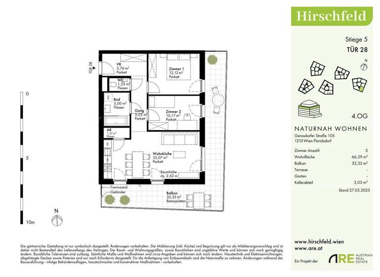 Wohnung zum Kauf - Erstbezug provisionsfrei 435.000 € 3 Zimmer 66,3 m² 4. Geschoss Wien 1210