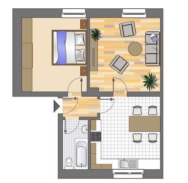 Wohnung zur Miete 369 € 2 Zimmer 54,6 m² 1. Geschoss frei ab 14.02.2025 Langenbochumer Straße 446 Westerholt Herten 45701