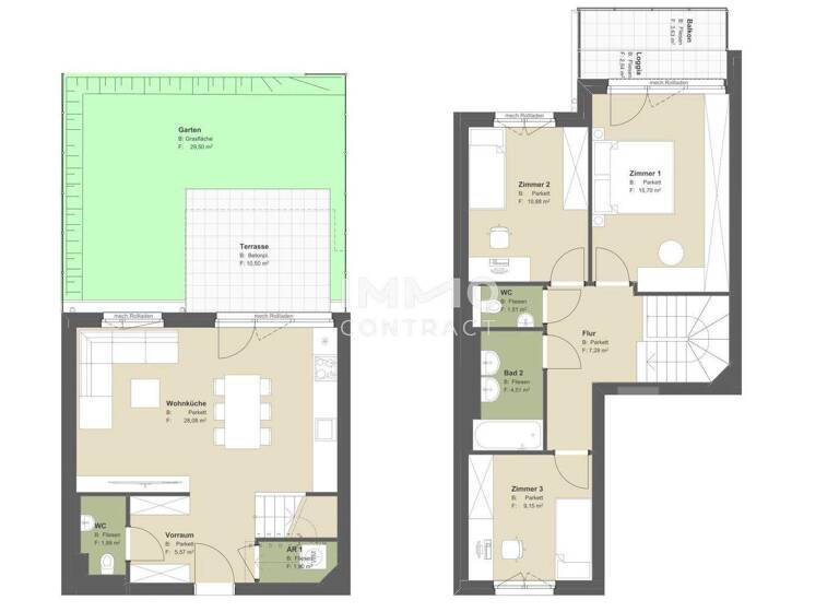 Maisonette zum Kauf - Erstbezug provisionsfrei 568.700 € 4 Zimmer 89,1 m² Wien 1220