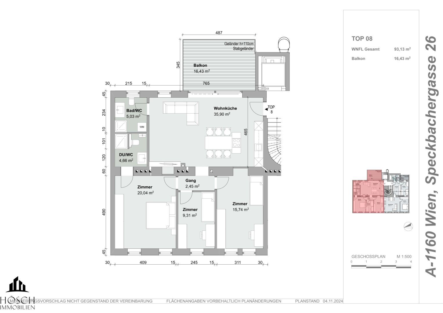 Wohnung zum Kauf 650.000 € 4 Zimmer 93,1 m²<br/>Wohnfläche 3.<br/>Geschoss Wien 1160