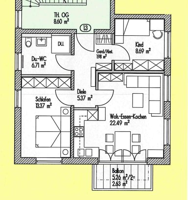 Wohnung zur Miete 1.100 € 2,5 Zimmer 60,7 m² 1. Geschoss frei ab sofort Otterfing 83624