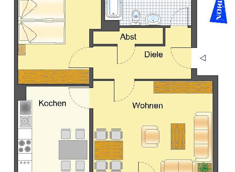Wohnung zur Miete nur mit Wohnberechtigungsschein 372 € 2 Zimmer 65,9 m² 4. Geschoss Ruhrstraße 37 Süd Recklinghausen 45663