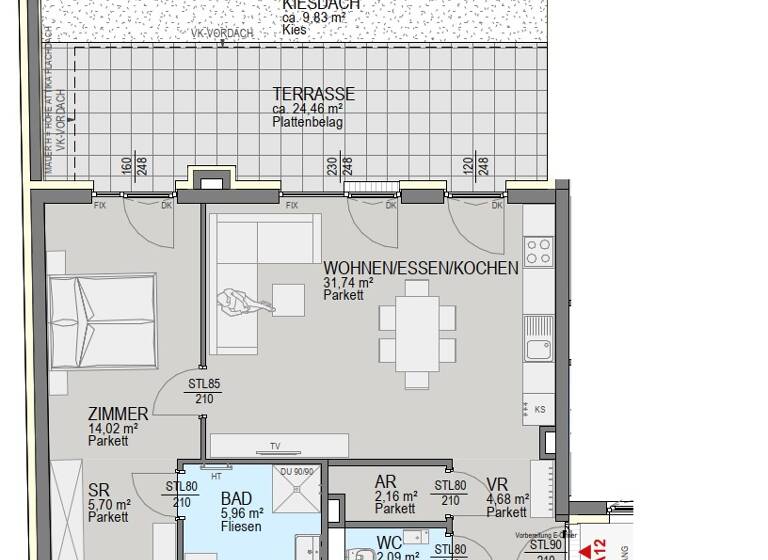 Penthouse zum Kauf - Erstbezug 437.700 € 2 Zimmer 66,4 m² 3. Geschoss Straßgang Graz 8054