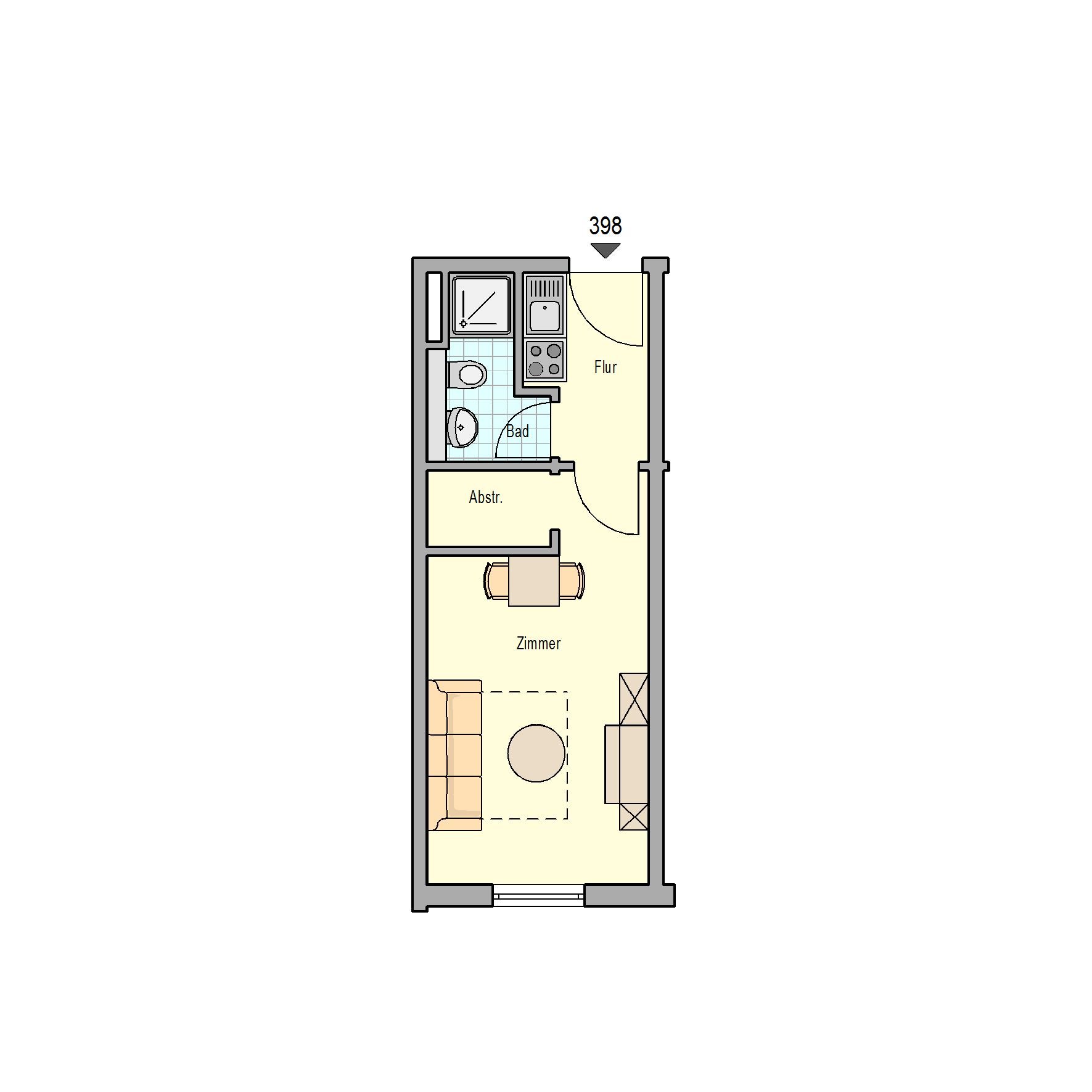 Wohnung zur Miete 295 € 1 Zimmer 24,5 m²<br/>Wohnfläche 3.<br/>Geschoss Neu-Kürenz 2 Trier 54295