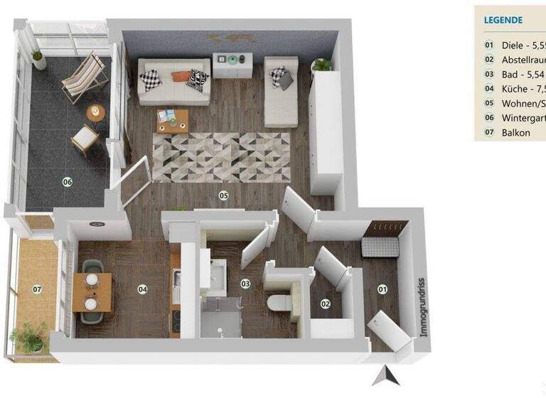 Wohnung zum Kauf 160.000 € 1,5 Zimmer 50 m² 1. Geschoss Rheinheim Küssaberg / Rheinheim 79790