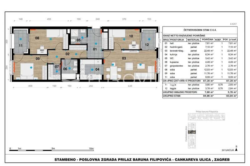 Wohnung zum Kauf 464.270 € 3 Zimmer 93 m²<br/>Wohnfläche 4.<br/>Geschoss prilaz Baruna Filipovica Crnomerec 10000