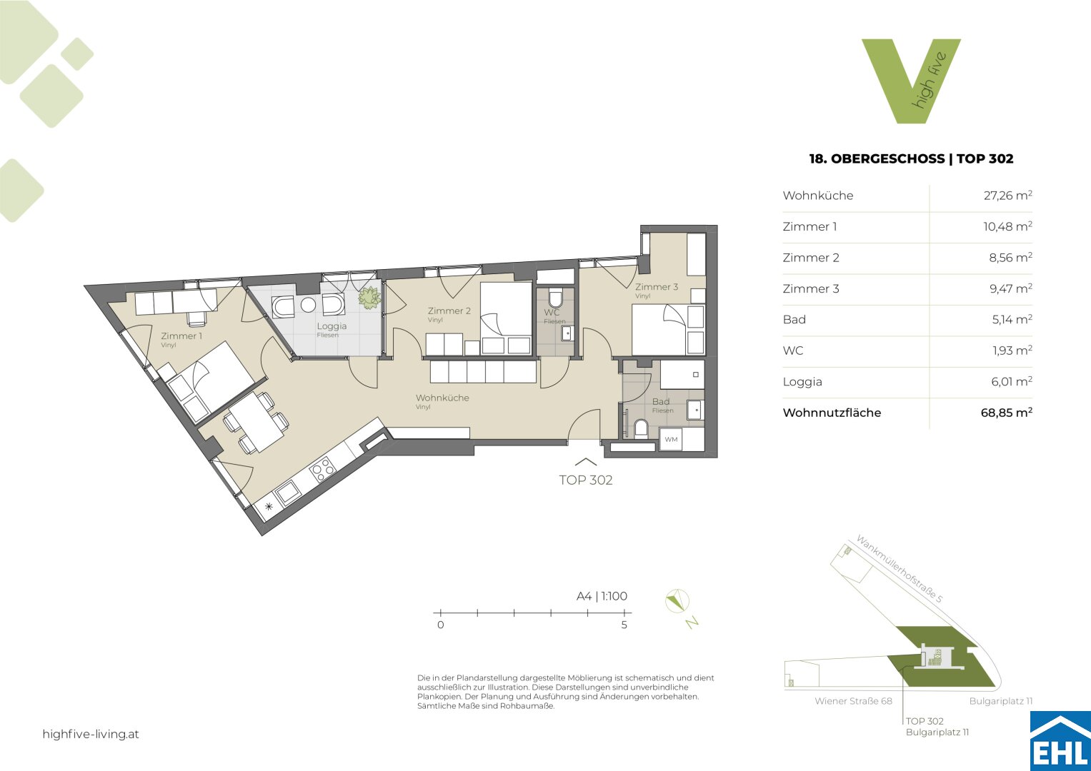 Wohnung zur Miete 1.091 € 4 Zimmer 63 m²<br/>Wohnfläche 18.<br/>Geschoss Waldegg Linz 4020