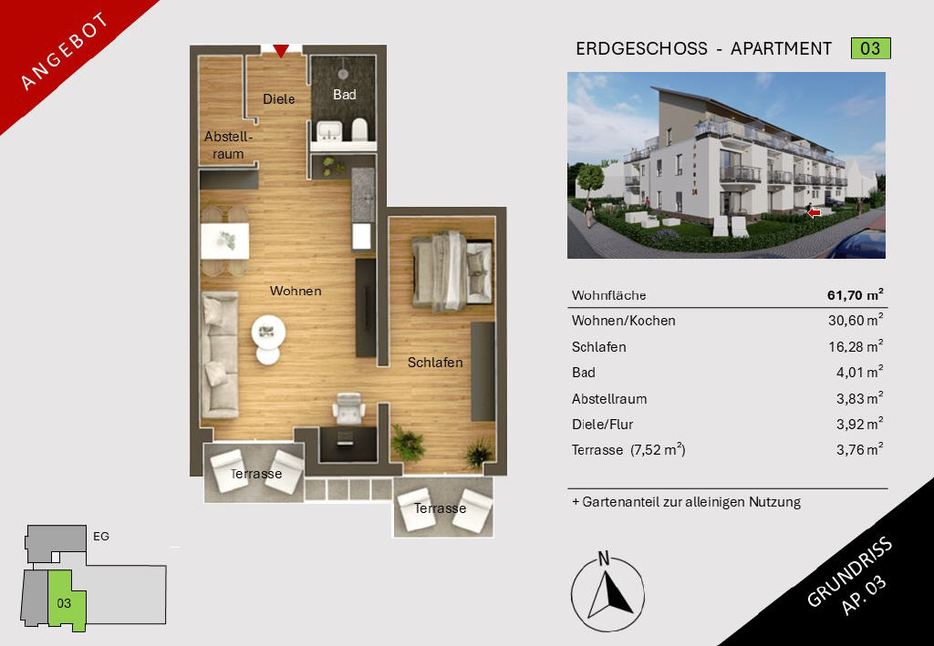 Wohnung zum Kauf 233.500 € 2 Zimmer 61,7 m²<br/>Wohnfläche Habsburgerring 14 Bärenkämpen 3 Minden 32425