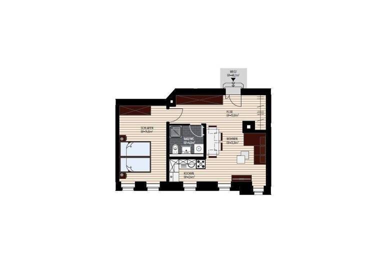 Wohnung zum Kauf provisionsfrei 125.000 € 2 Zimmer 46,7 m² EG Schönefeld-Abtnaundorf Leipzig 04347