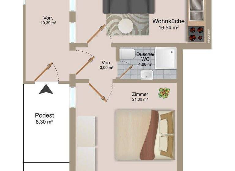 Wohnung zum Kauf 129.100 € 2 Zimmer 54,9 m² EG Gödersdorf 9585