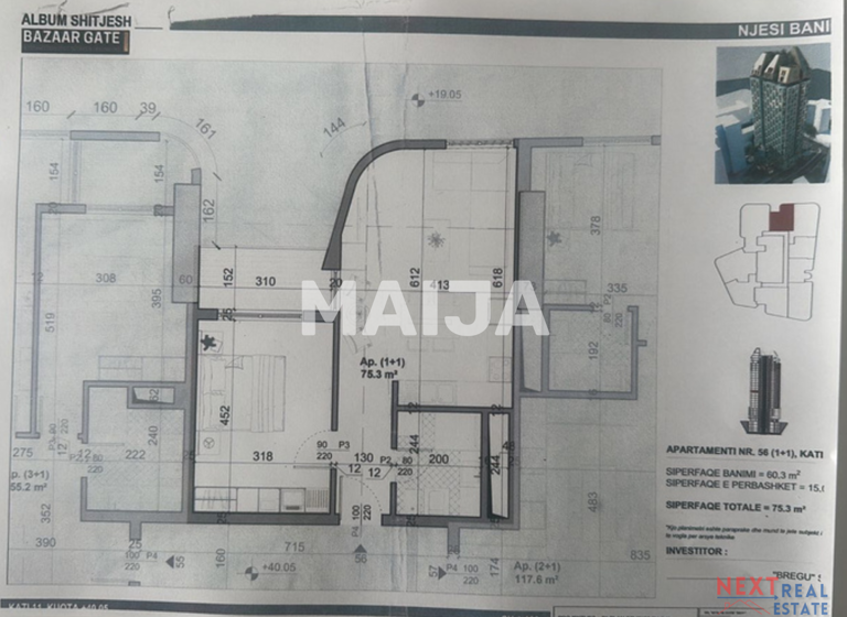 Studio zum Kauf 210.840 € 2 Zimmer 60,3 m² 11. Geschoss Pazari i Ri Tiranë 1004