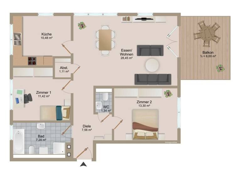 Wohnung zum Kauf 405.000 € 3 Zimmer 86,9 m²<br/>Wohnfläche 1.<br/>Geschoss Rheinfelden Rheinfelden / Nollingen 79618