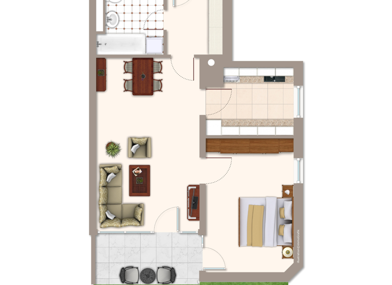 Terrassenwohnung zum Kauf 390.000 € 2 Zimmer 54,8 m² EG Ramersdorf-Perlach München 81739