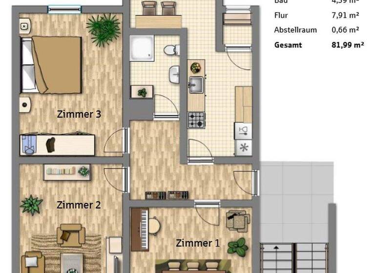 Wohnung zur Miete 590 € 3 Zimmer 82 m² EG frei ab 01.04.2026 Karl-Liebknechtstr. 28 Ilmenau 98693