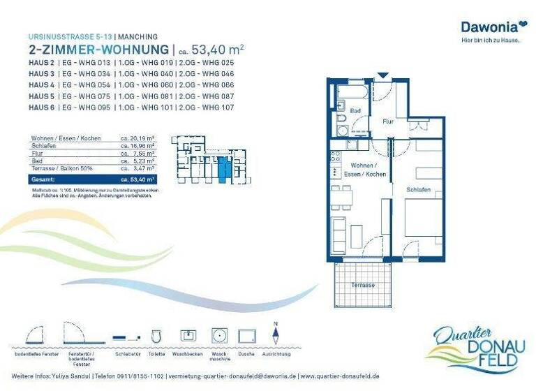 Wohnung zur Miete 645 € 2 Zimmer 53,4 m² 2. Geschoss frei ab sofort Ursinusstr. 9 Manching 85077
