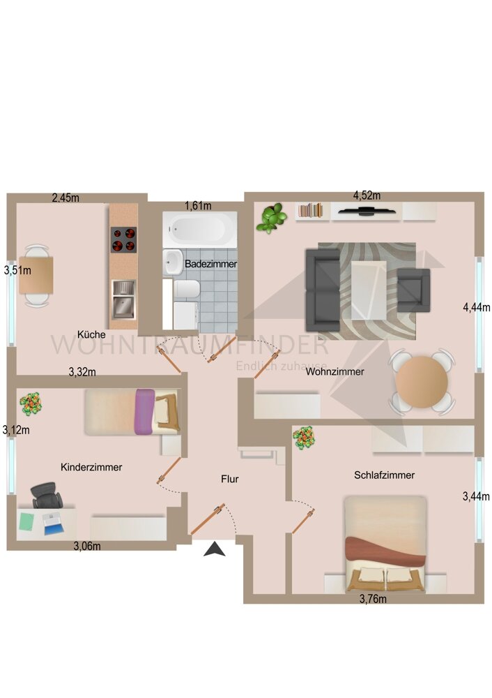 Wohnung zur Miete 399 € 3 Zimmer 66,5 m²<br/>Wohnfläche EG<br/>Geschoss ab sofort<br/>Verfügbarkeit Max-Saupe-Straße 66 Ebersdorf 140 Chemnitz - Ebersdorf, Chemnitz 09131